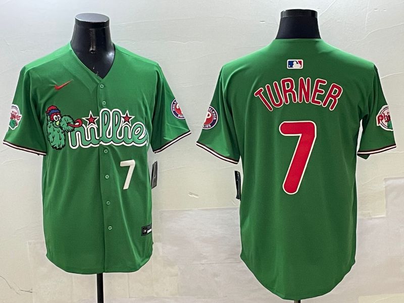 Men Philadelphia Phillies #7 Turner Green Three generations Joint Name Game 2025 Nike MLB Jersey style 2->philadelphia phillies->MLB Jersey